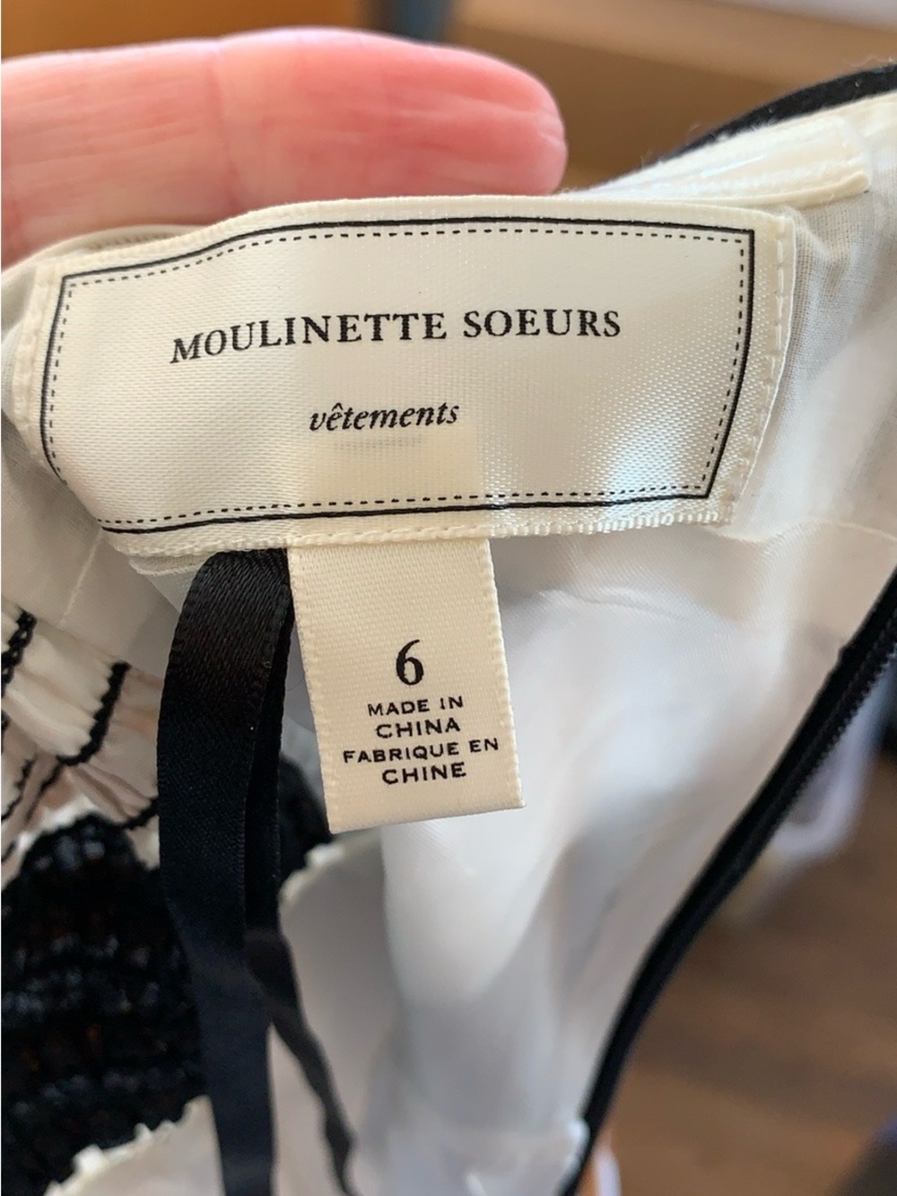 Moulinette Soeurs Strapless Striped Dress in Black, White & Brown - Picture 7 of 8